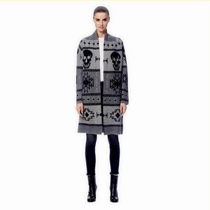 Gray Willa Skull Intarsia Wool & Cashmere Cardigan